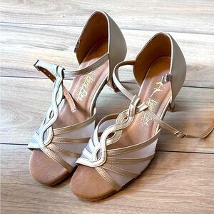 Elegant Women's Dance Shoes in Gold
